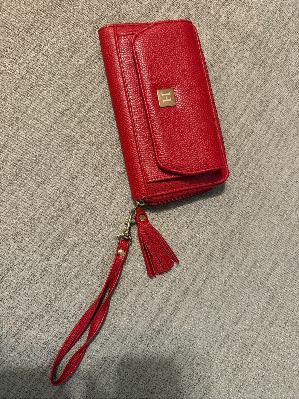 Red Women's Wristlet Wallet with Tassel
